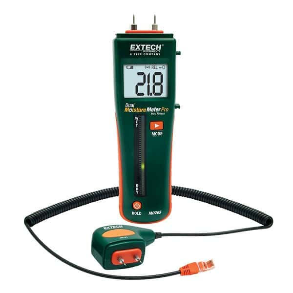Extech MO265 Pocket Moisture Meter with Pin/Pinless Combination with External Probe