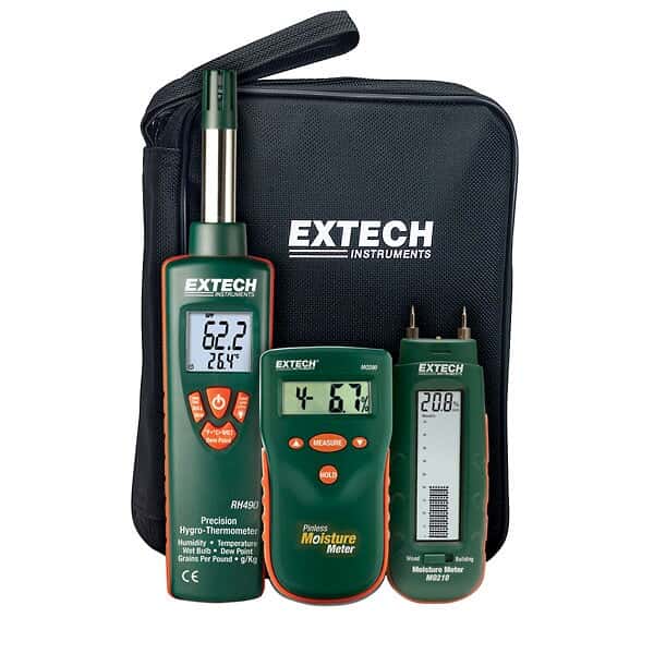 Extech MO280-KW Kit with Pin and Pinless Moisture Meters and Psychrometer