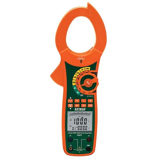 Extech PQ2071 1/3 Phase, 1000A AC Power Clamp Meter