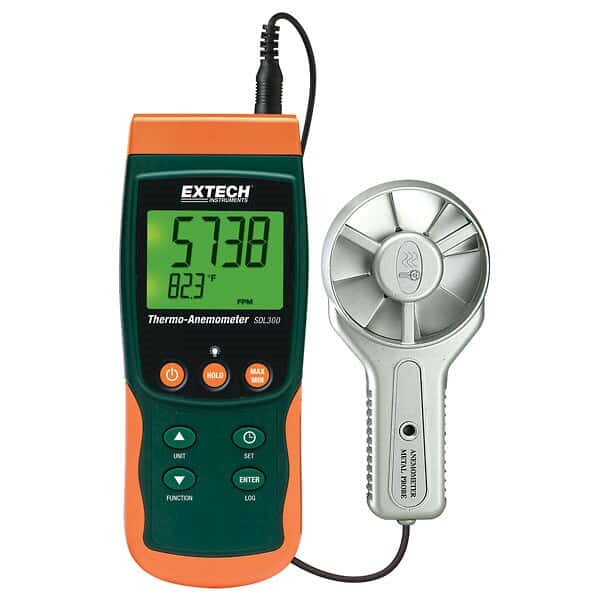 Extech SDL300 Data Logging Vane Thermoanemometer with SD Card Memory, Metal