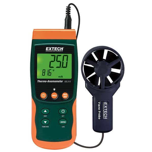 Extech SDL310 Data Logging Vane Thermoanemometer; Heavy-Polymer Vane
