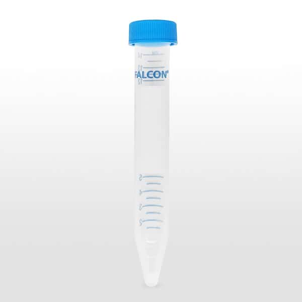 Falcon 15 mL Polystyrene Centrifuge Tube, Conical Bottom, with Dome Seal Screw Cap, Sterile, 50/Rack