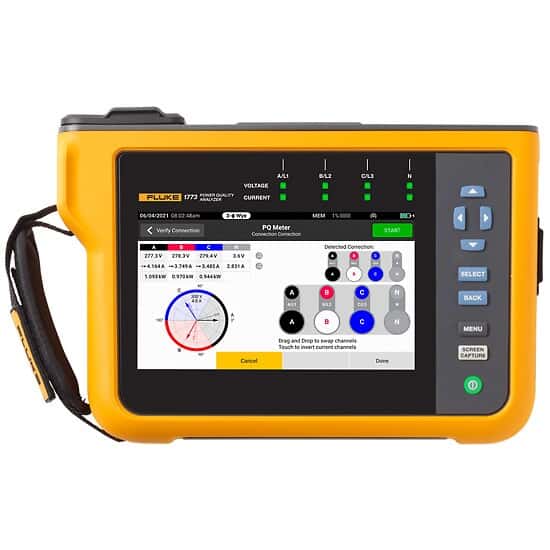 Fluke 1773 Three-Phase Power Quality Analyzer with Current Probes