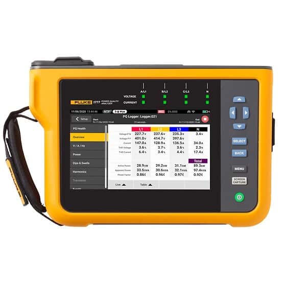 Fluke 1777 Three-Phase Power Quality Analyzer with Current Probes