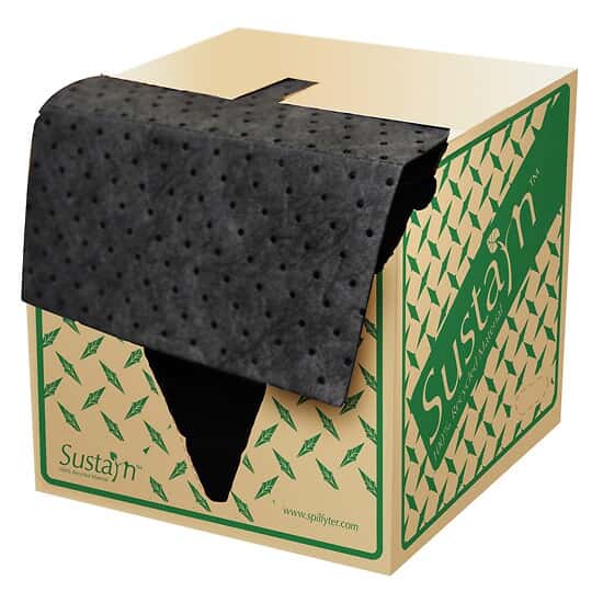Fytertech Spilfyter Recycled Universal Black Heavyweight Perforated Spill Pad, 16