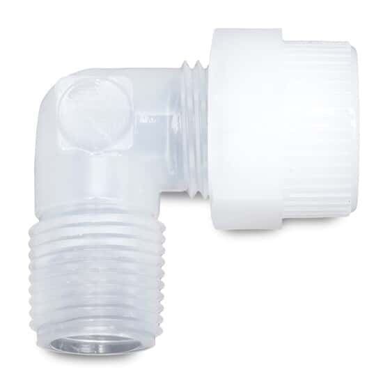 PharmaFluor ® Compression to Threaded Fitting, Elbow Adapter,  PFA, 3/8