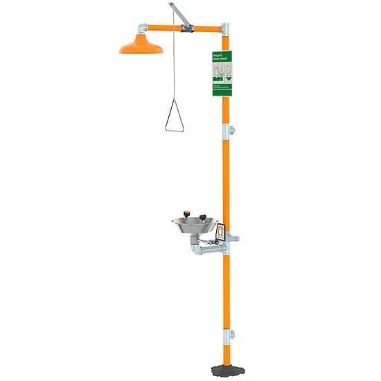 Guardian Equipment Combination Safety Shower with Eyewash, Stainless Steel Bowl and ABS Plastic Shower Head