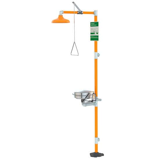 Guardian Equipment Combination Safety Shower with Eyewash, Stainless Steel Bowl and Cover and ABS Plastic Shower Head