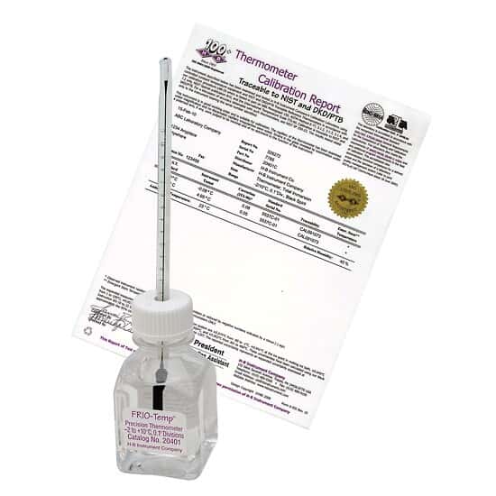H-B Instrument B60200-0100 FRIO-Temp Refrigerator Verification Thermometer with Individual Calibration Report; -2 to 10C