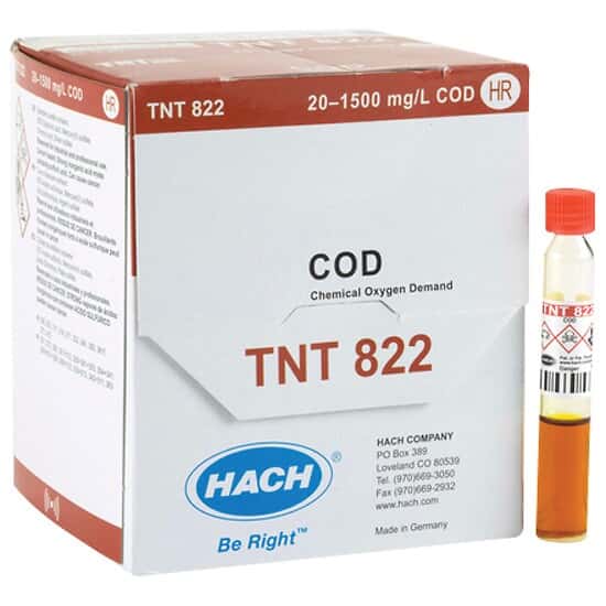 Hach TNT82206 TNTplus® Spectrophotometer Chemistry, High Range COD, 20 to 1500 mg/L; 150/PK