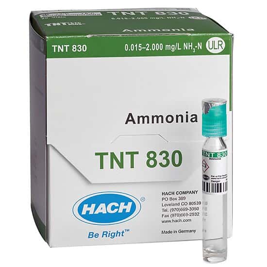 Hach TNT830 TNTplus® Spectrophotometer Chemistry, Ultra Low Range Ammonia, 0.02 to 2.5 mg/L; 25/PK