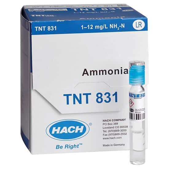 Hach TNT831 TNTplus® Spectrophotometer Chemistry, Low Range Ammonia, 1 to 12 mg/L; 25/PK