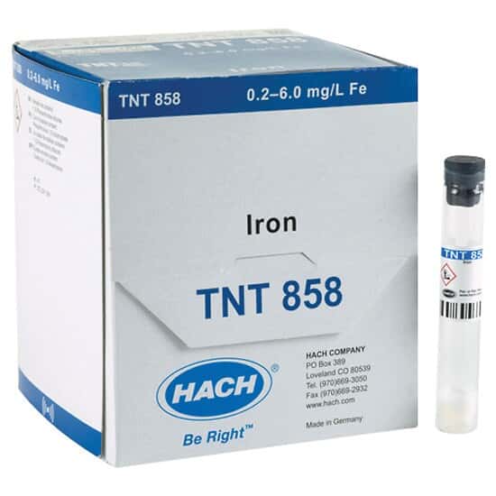 Hach TNT858 TNTplus® Spectrophotometer Chemistry, Total/Ferrous Iron, 0.2 to 6.0 mg/L Fe; 25/PK