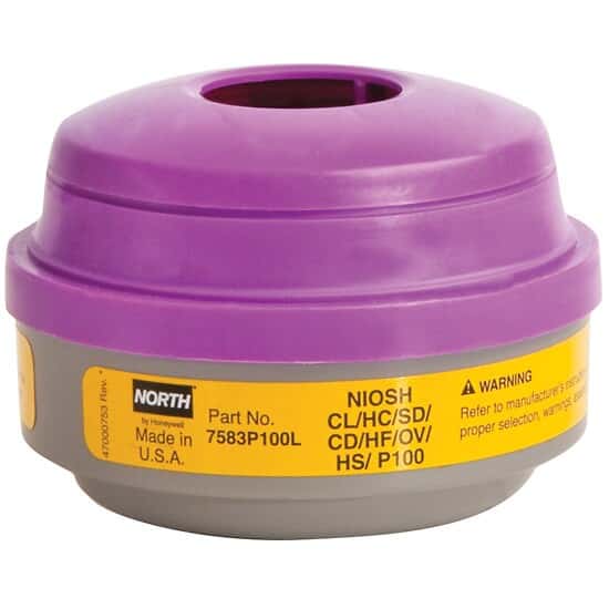 Honeywell 7583P100L North Cartridge for Full-Face and Half-Mask Respirators, P100 filter