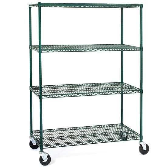 ICI Quick Ship Mobile Wire Shelving, Epoxy Coated; 18