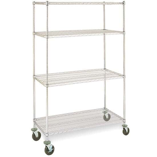 ICI Quick Ship Mobile Wire Shelving, Stainless Steel; 24