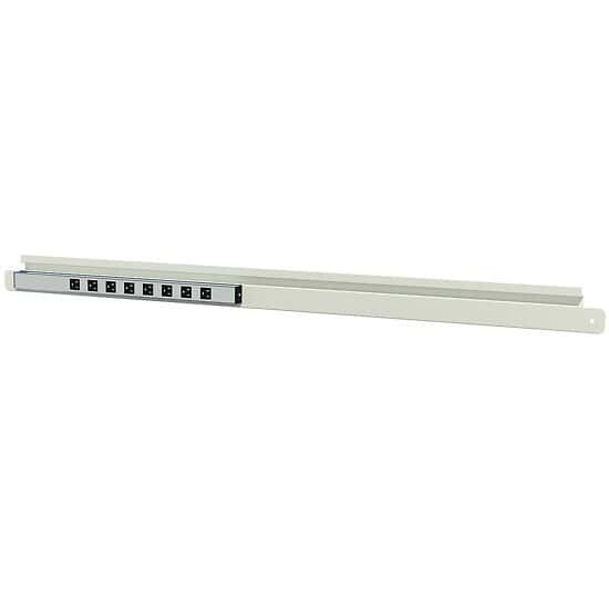 ICI Quick Ship Patriot Table Electrical Outlet Strip and Bin Rail for Patriot Table with Uprights, Twist-to-Lock; 48