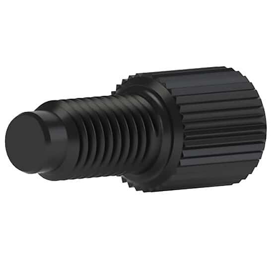 Idex Port Plug, Standard Knurl, Black PP, 1/4-28 Flat-Bottom; 1/EA