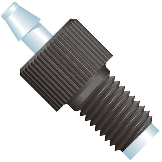 Idex Swivel Barb Adapter, Black Polypropylene, 0.056