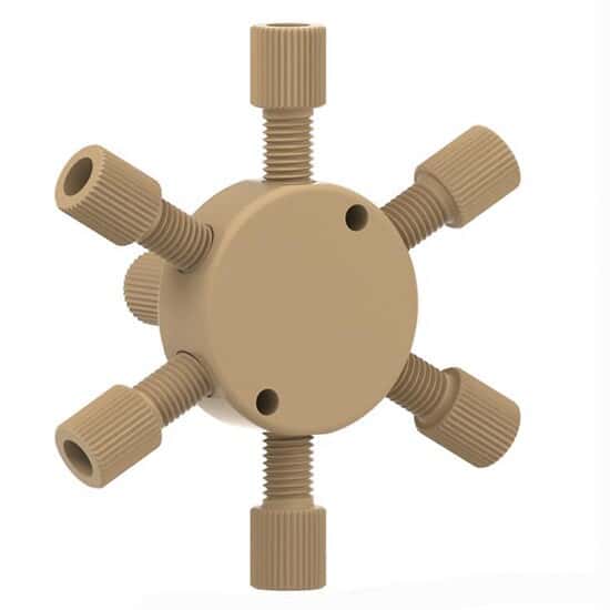 Idex Low-Pressure Manifold Assembly, Natural PEEK, 7 Port, 0.040