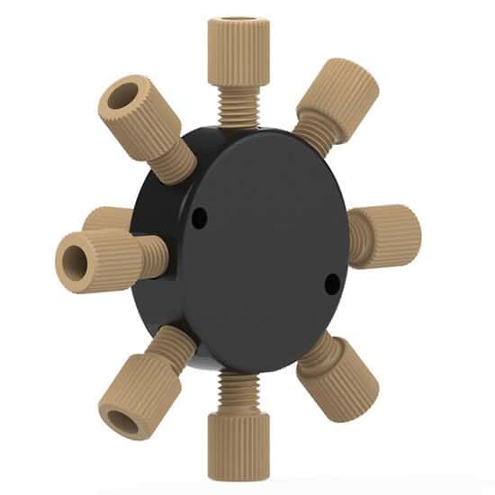 Idex Low-Pressure Manifold Assembly, Natural PEEK, 9 Port, 0.062