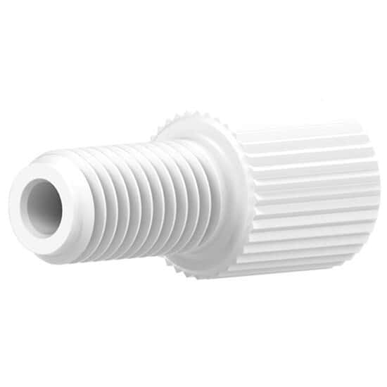 Idex Flangeless Male Nut, Standard Knurl, White Acetal, 1/8