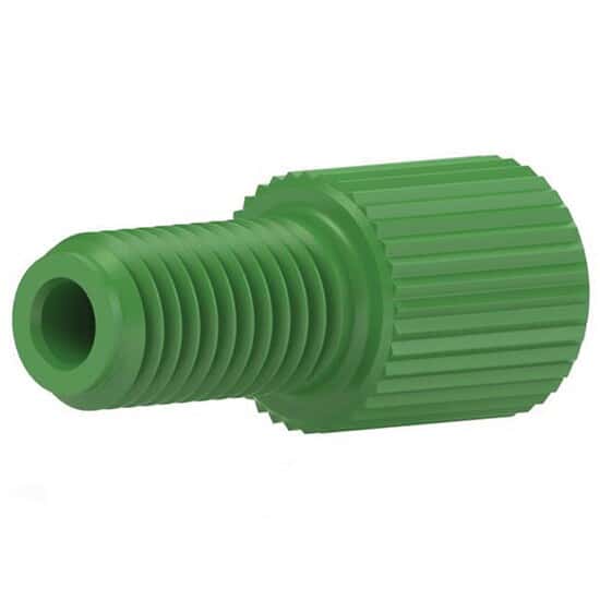 Idex Flangeless Male Nut, Standard Knurl, Green Acetal, 1/8" OD Tubing