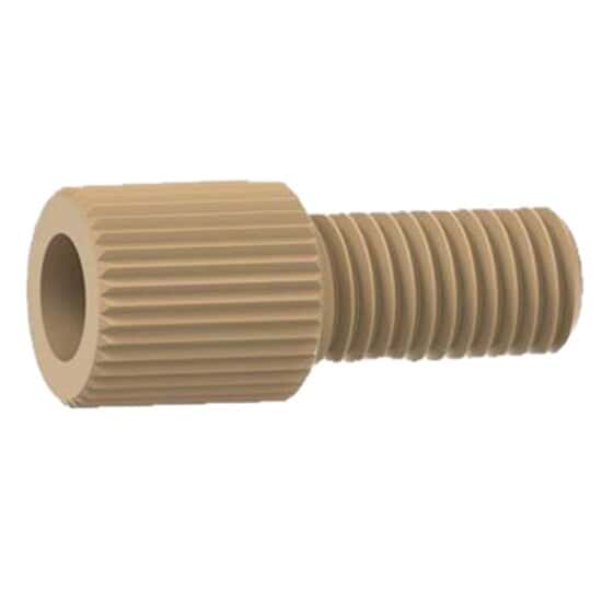 Idex Super Flangeless™ Nut, Standard Knurl, Yellow PEEK, 1/8