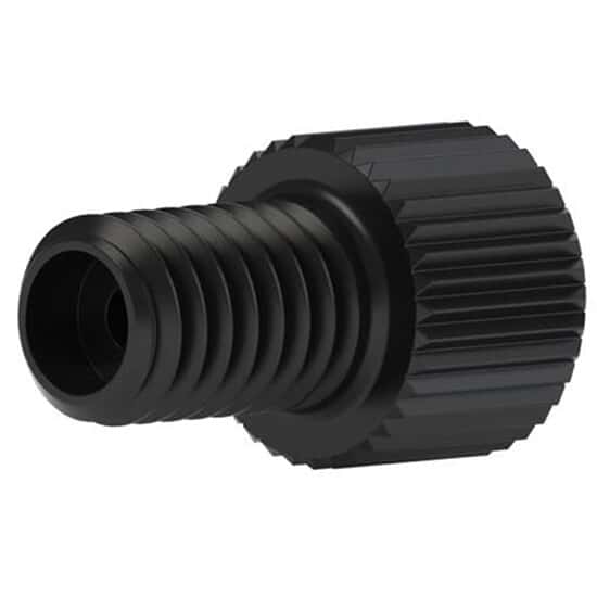 Idex Super Flangeless™ Fitting, Short, Black PEEK/SS Ring, 2 mm OD Tubing, M6 Flat Bottom; 1/EA
