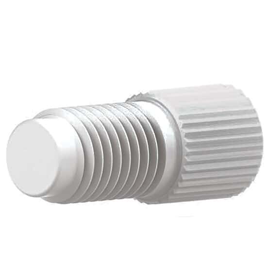 Idex Port Plug, Standard Knurl, White Acetal, 5/16-24 Flat-Bottom; 1/EA