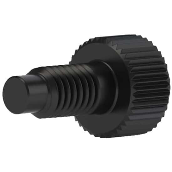 Idex Port Plug, Short Head/Standard Knurl, Black Acetal, 10-32 Flat-Bottom; 1/EA