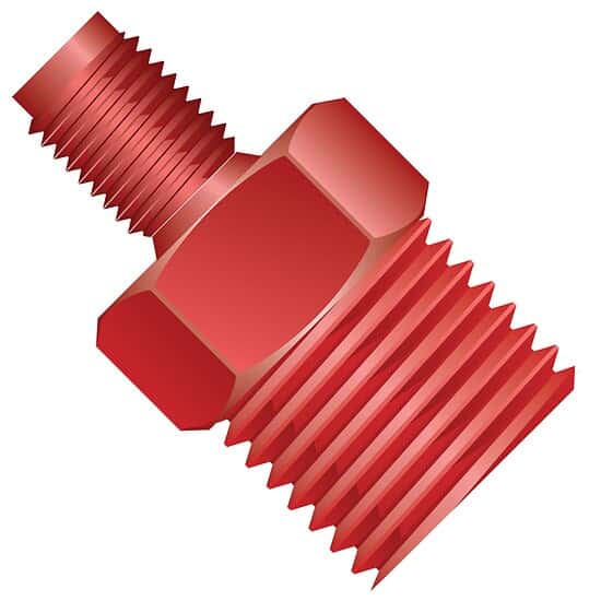 Idex Threaded Adapter, Red PEEK, 0.062