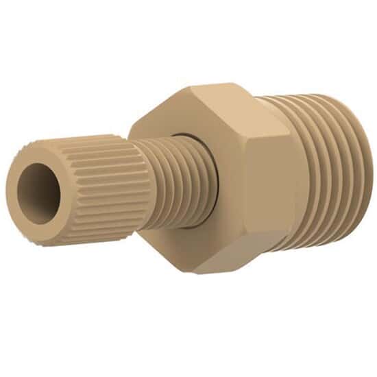 Idex Threaded Adapter with Fitting, PEEK, 1/8" ID, 5/1624 Flat Bottom