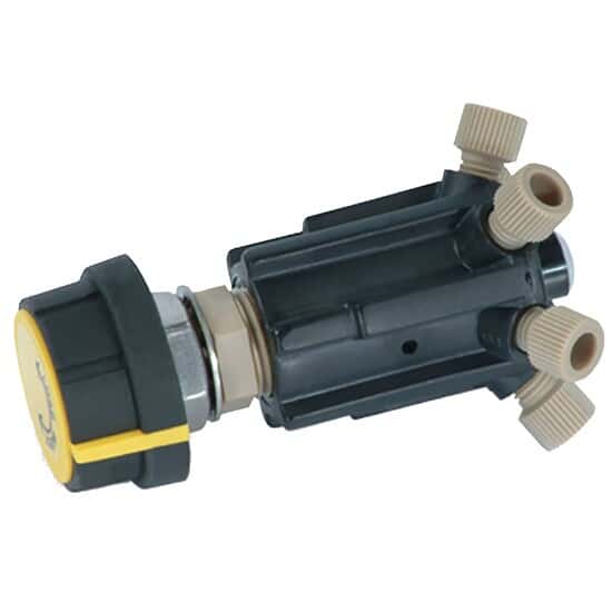 Idex Manual Injection Valve, Black, Bulkhead, Polyimide/PTFE, 1/16" OD