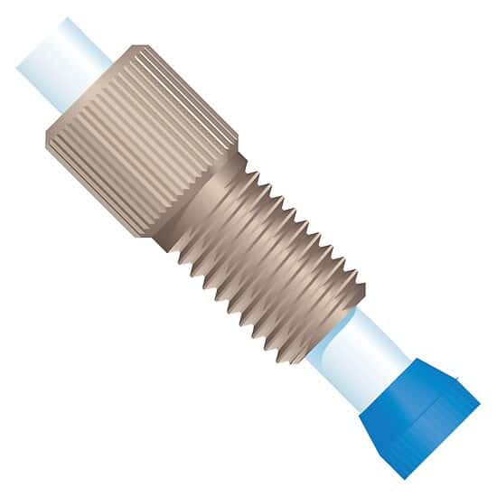 Idex Flangeless Fitting, Standard Knurl, Natural PEEK, 4 mm OD Tubing, 5/16-24 Flat-Bottom; 10/PK