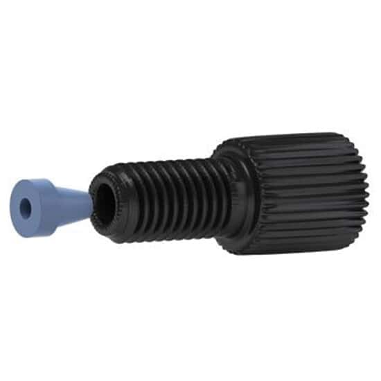Idex Flangeless Fitting, Standard Knurl, Black Acetal, 1/16