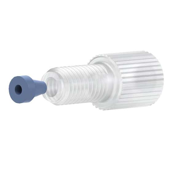 Idex Flangeless Fitting, Standard Knurl, Blue PFA, 1/16