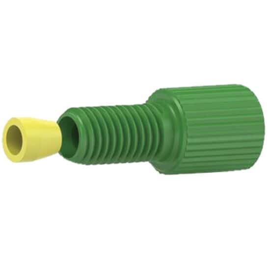 Idex Flangeless Fitting, Standard Knurl, Green Acetal, 1/8