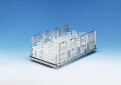 Julabo Tray—assemble up to four of the test tube racks 12050-91, -92, -93, and -94 on a mix and ma