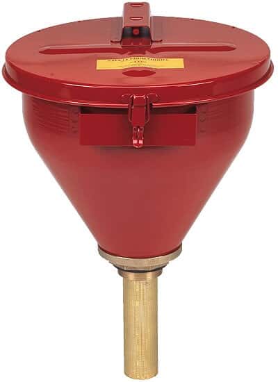 Justrite 08202 Steel Safety Drum Funnel, Manual Closing Cover, 1