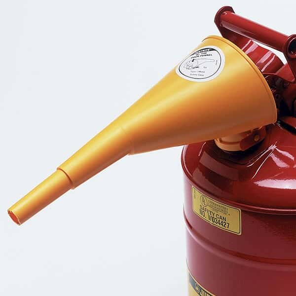 Justrite 11202Y Funnel for Steel Type I Safety Cans, Polypropylene, 1 Gal and Above