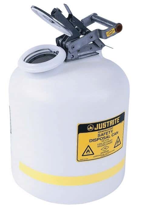 Justrite 12754 Liquid Disposal Safety Can, Polyethylene, 5 Gal