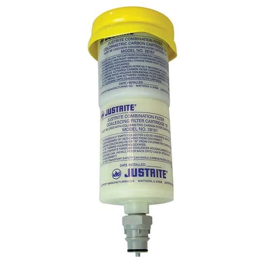 Justrite 28161 Coalescing/Carbon Filter with Disconnect for HPLC Disposal Cans, Polyproplylene Disconnect