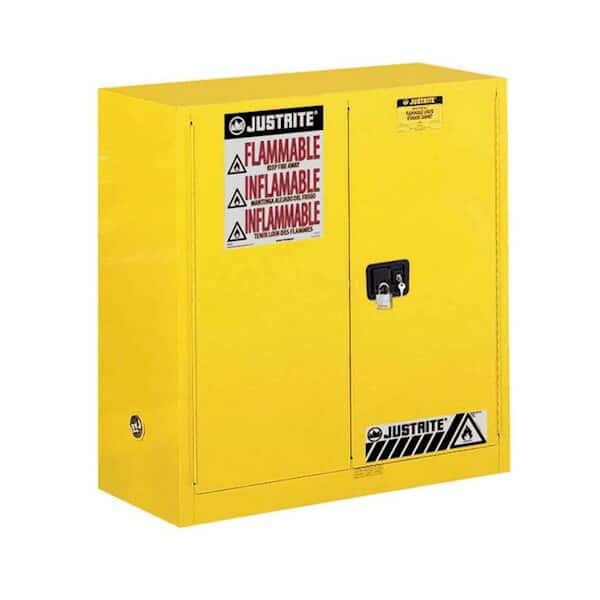 Justrite 893020 Sure-Grip® EX Flammable Cabinet, Self Close, 2 Doors, 1 Shelf, 30 Gal