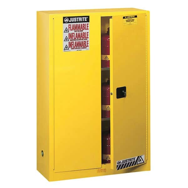 Justrite 894520 Sure-Grip® EX Flammable Cabinet, Self Close, 2 Doors, 2 Shelves, 45 Gal
