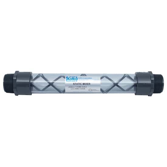 Koflo 1-1/2-40C-4-6-2 Clear PVC schedule 40 pipe mixer; 1-1/2