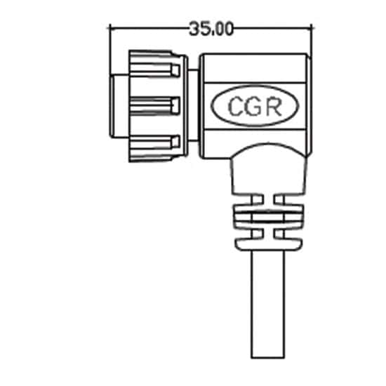 Lascar Electronics CABLE IP-12W-RA Right-Angle Power Cable with IP67 Connector