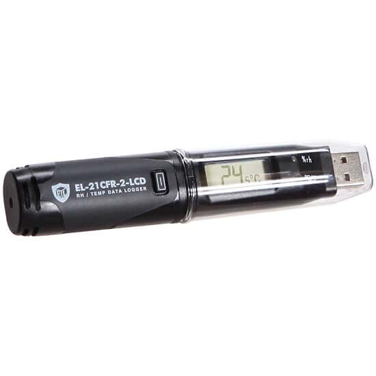 Lascar Electronics EL-21CFR-2-LCD+ EasyLog 21CFR FDA-Compatible High Accuracy Temperature, Humidity, Dew Point Data Logger