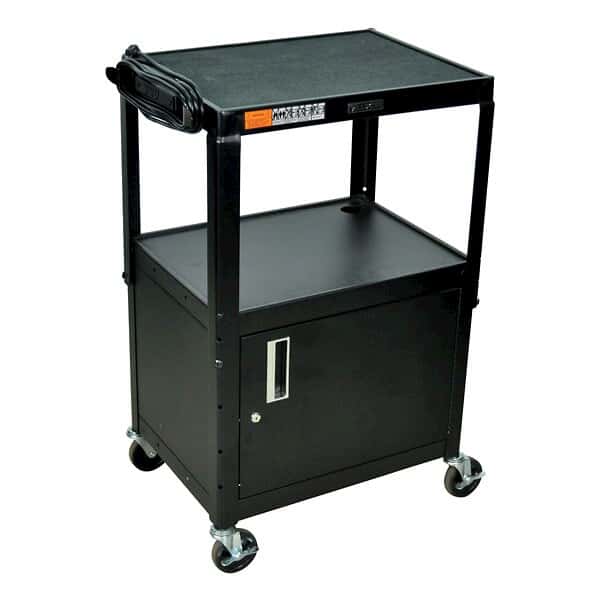 Luxor AVJ42C Adjustable Steel AV Cart Cabinet, Black