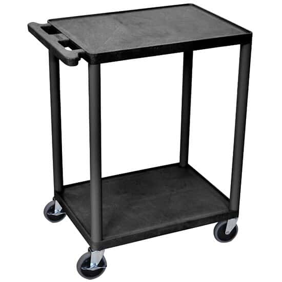 Luxor Multipurpose Utility Cart, Two Flat Shelves, Black; 33.5